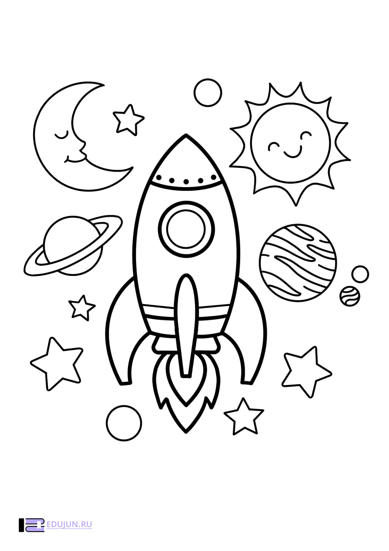 Раскраска «Ракета в космосе»