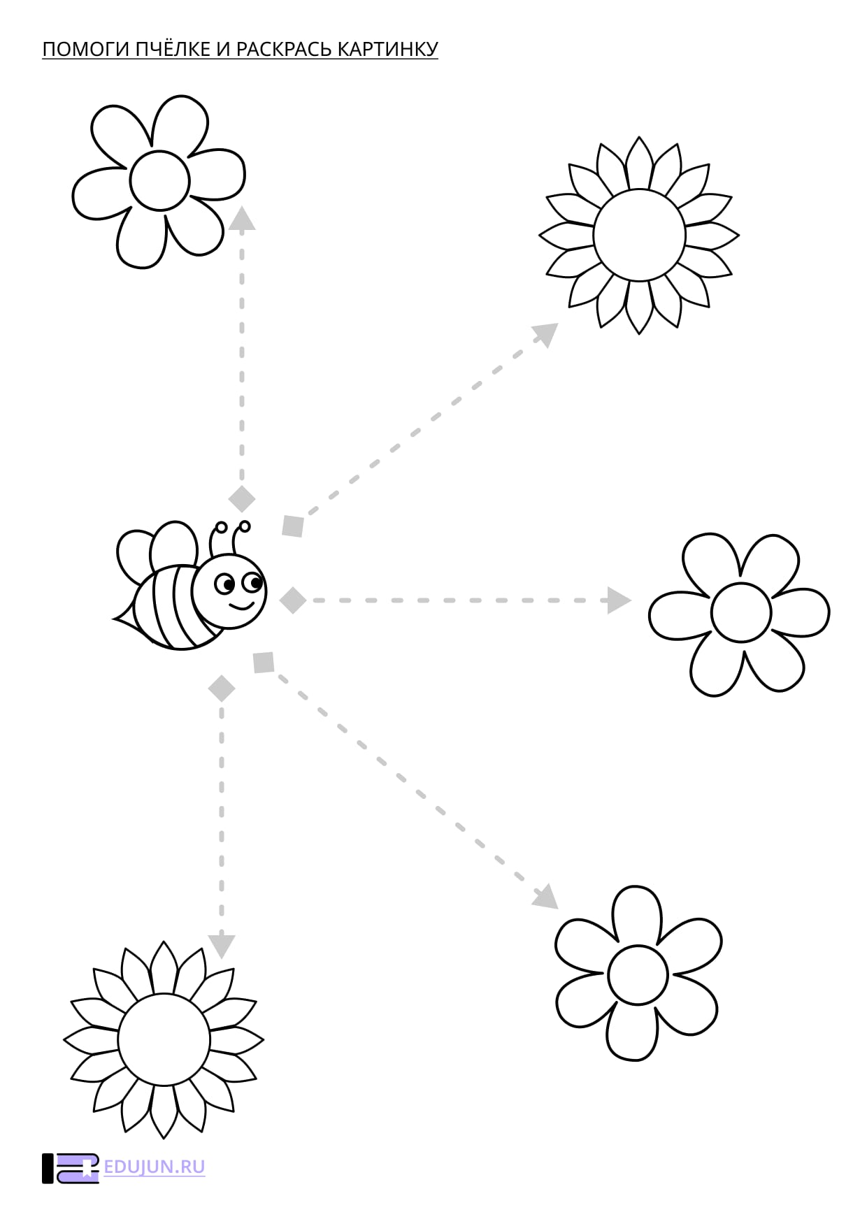 Прописи – Раскраска «Пчёлка и цветы»